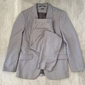 Perry Ellis Light Gray Pinstripe Blazer and Pants Slim Fit